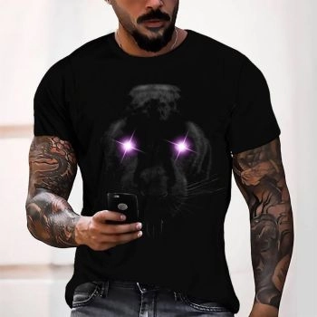 Purple Classical And Elegant Panther Pattern 3D Printed T-Shirto