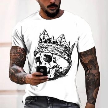 White Playful And Lovely Skull Pattern 3D Printed T-Shirto