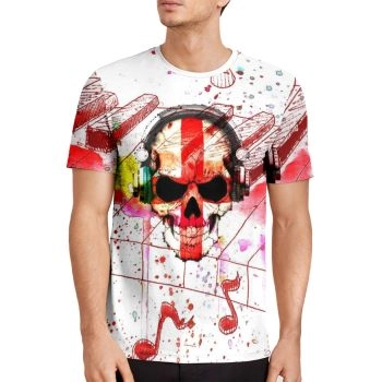 White Playful And Lovely Halloween Skull Pattern 3D Printed T-Shirto