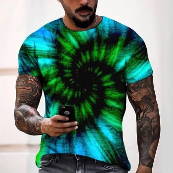 Green Personality Aurora Dazzle Perspective Spin Pattern 3D Printed T-Shirto