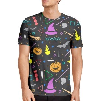 Grey Gorgeous Halloween Scary Candy Geometry Pattern 3D Printed T-Shirto