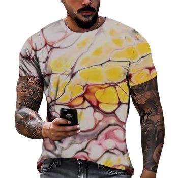 Yellow Charming Fluid Painting Abstract Art Pattern 3D Printed T-Shirto