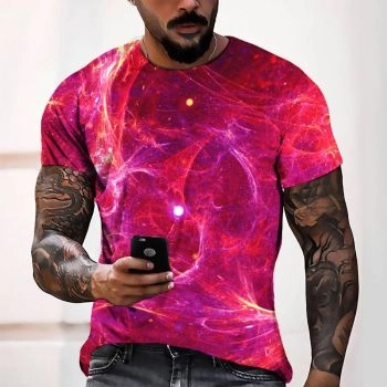 Red Gorgeous Flaming Star Pattern 3D Printed T-Shirto
