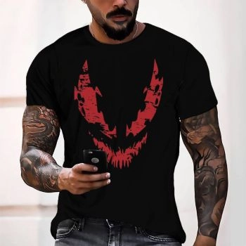 Black Personality Venom Pattern 3D Printed T-Shirto