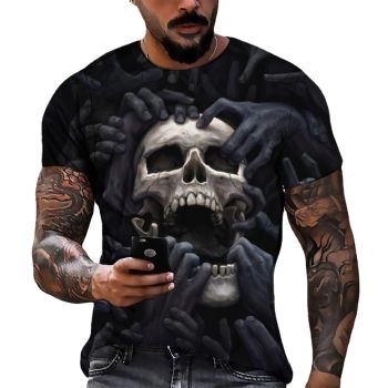 Black Fashion Halloween Skull Pattern 3D Printed T-Shirto