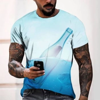 Blue Light Drift Bottle Pattern 3D Printed T-Shirto