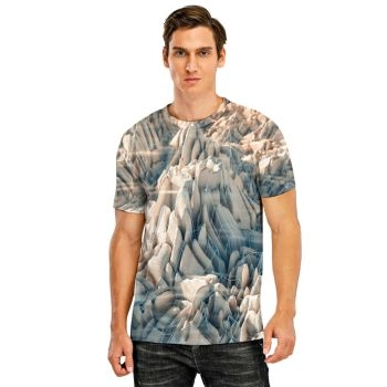 Grey Vintage Mountain Pattern 3D Printed T-Shirto