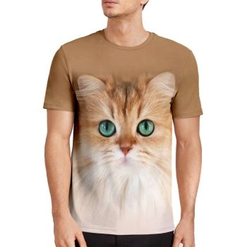 Orange High Quality Cat Pattern 3D Printed T-Shirto