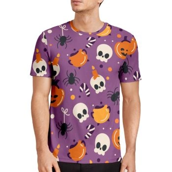 White Playful And Lovely Halloween Skull Pumpkin Pattern 3D Printed T-Shirto