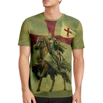 Green Personality Chevalier Horse Pattern 3D Printed T-Shirto