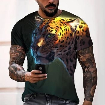 Orange Gorgeous Leopard Pattern 3D Printed T-Shirto