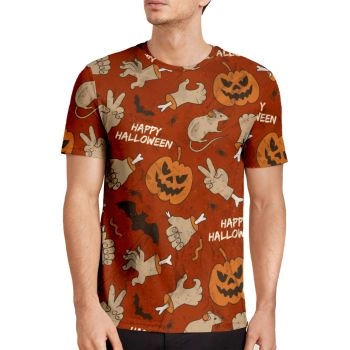 Red Popular Hand Halloween Pumpkin Mouse Pattern 3D Printed T-Shirto