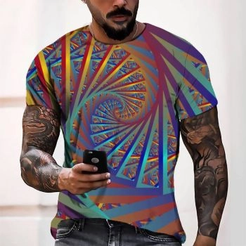 Colorful Comfortable Spiral Pattern 3D Printed T-Shirto