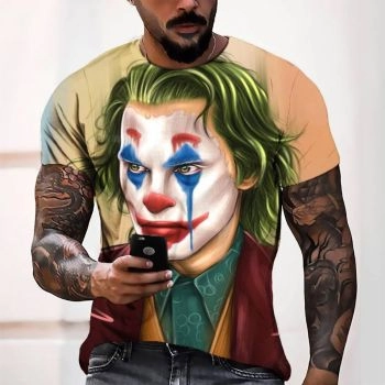 White Personality Clowns Pattern 3D Printed T-Shirto
