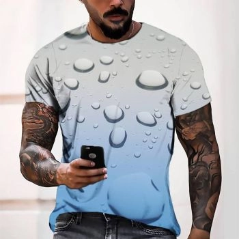 Grey Charming Raindrops Pattern 3D Printed T-Shirto