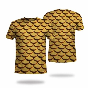 Yellow Charming Fish Scale Gold Coins Pattern 3D Printed T-Shirto