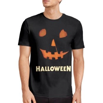 Black Classical And Elegant Halloween Pumpkin Pattern 3D Printed T-Shirto