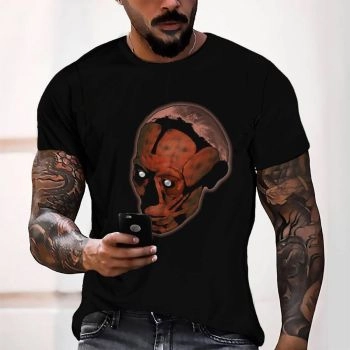 Black Popular Skull Pattern 3D Printed T-Shirto