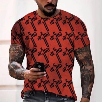 Red Personality Crosses Pattern 3D Printed T-Shirto