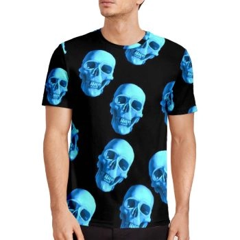 Black Pretty Skull Halloween Pattern 3D Printed T-Shirto