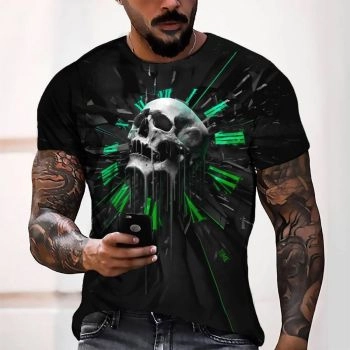 Purple Personality Halloween Time Hand Skull Pattern 3D Printed T-Shirto
