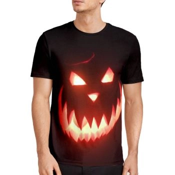 Black Generous And Beautiful Pumpkin Devil Pattern 3D Printed T-Shirto