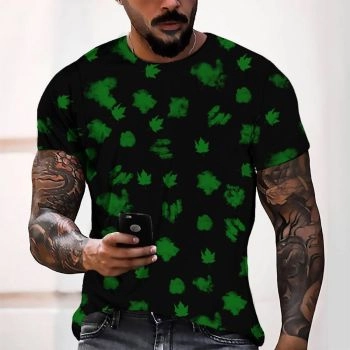 Green Pretty Leaves Pattern 3D Printed T-Shirto