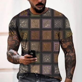 Colorful Popular Mosaic Texture Pattern 3D Printed T-Shirto