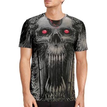 Black Comfortable Halloween Skull Pattern 3D Printed T-Shirto