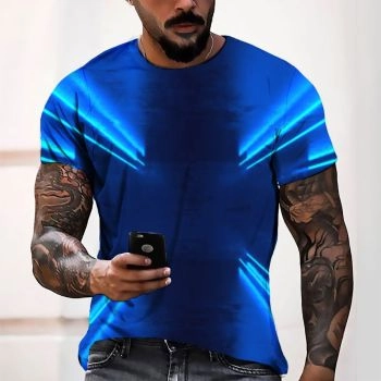 Blue Charming Flash Pattern 3D Printed T-Shirto