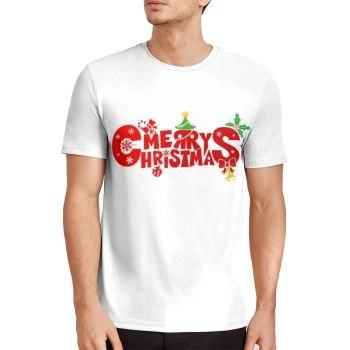 White Casual Christmas Hat Tree Pattern 3D Printed T-Shirto