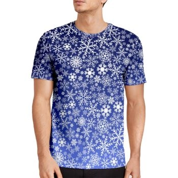 Blue Sexy And Slimming Christmas Snow Pattern 3D Printed T-Shirto