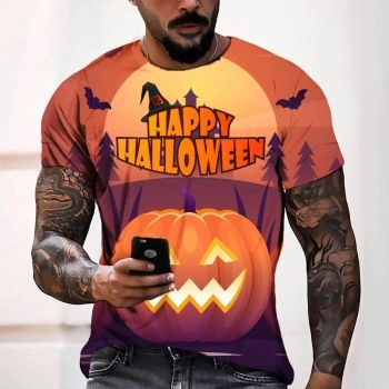 Orange Sexy And Slimming Halloween Pumpkin Pattern 3D Printed T-Shirto