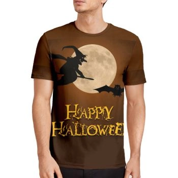 Orange Charming Halloween Bats Pattern 3D Printed T-Shirto