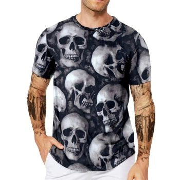 Grey Casual And Soft Halloween Skull Pattern 3D Printed T-Shirto