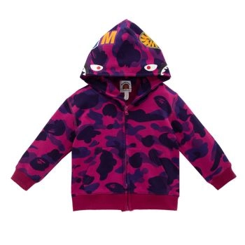 purple BAPE WGM Camo Hooded Cardigan
