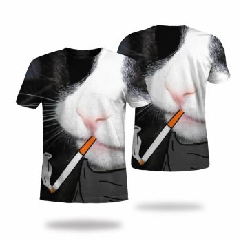 Black Casual And Soft Cat Pattern 3D Printed T-Shirto