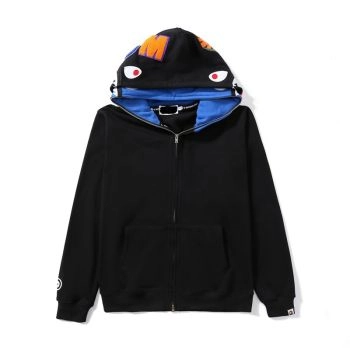 black blue Ape head double hooded cardigan jacket