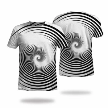 White Personality Linear Vortex Pattern 3D Printed T-Shirto