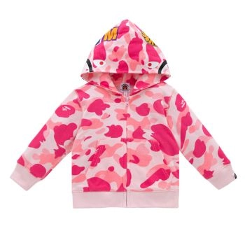 pink BAPE WGM Camo Hooded Cardigan