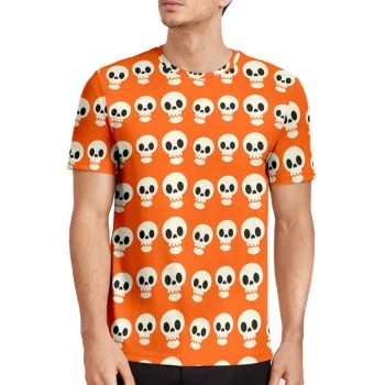 Orange Fashion Halloween Skull Pattern 3D Printed T-Shirto