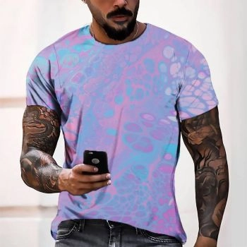 Pink Loose And Fashion Abstract Fluids Pattern 3D Printed T-Shirto
