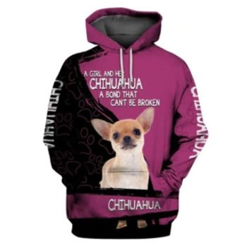  Cute Black Pink Dog Pattern Animals Hoodie