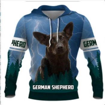 Precious Blue Dog Pattern Animals Hoodie