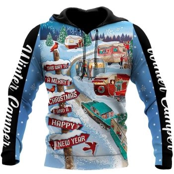 Temperament Blue Tree Snow Pattern Christmas Hoodie