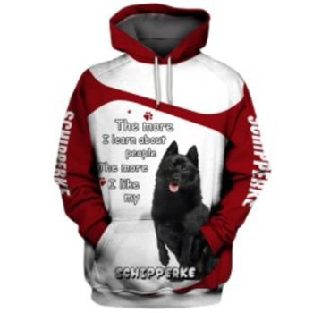 Vintage  White Red Dog Pattern Animals Hoodie