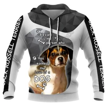 Pretty Black Dog Pattern Animals Hoodie