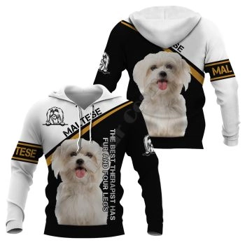 Loose And Fashion Black White Dog Pattern Animals Hoodie