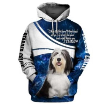 Precious Blue White Dog Pattern Animals Hoodie