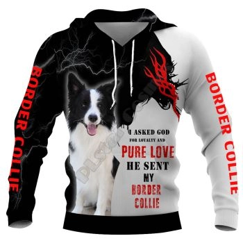 Fashion Black White Dog Pattern Animals Hoodie